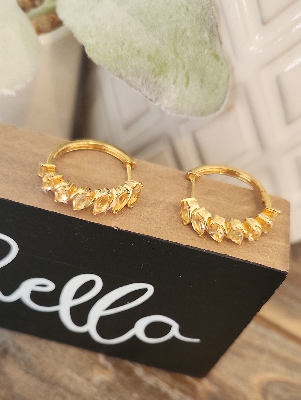 Gold Crysral Hoop Earrings